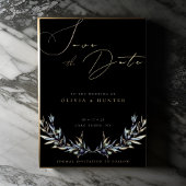 Olive Branch Wedding Save the Date Black and Gold Folieneinladung