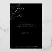 Olive Branch Wedding Save the Date Black and White Folieneinladung (Rückseite)