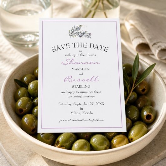 Olive Branch Wedding Save the Date Card Einladung
