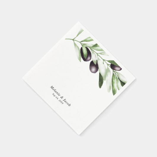 Olive Branch Wedding Serviette (Ecke)