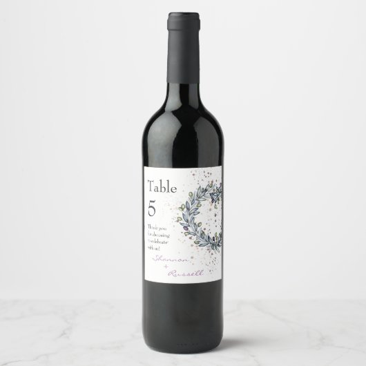 Olive Branch Wedding Tischnummer Wine Labels Weinetikett (Vorderseite)