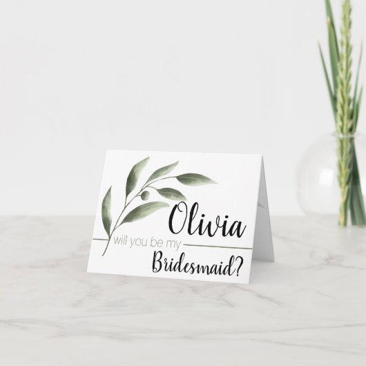 Olive Branch werden Sie meine Bridesmaid Cards Was Einladung (Vorderseite)