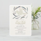 Olive Branch White Dove Erste Heilige Kommune Einladung (Stehend Vorderseite)