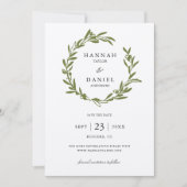 Olive Branch Wreath Save the Date Karte (Vorderseite)