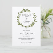 Olive Branch Wreath Save the Date Karte (Stehend Vorderseite)