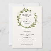 Olive Branch Wreath Save the Date Karte | Elfenbei (Vorderseite)