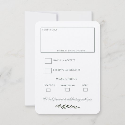 Olive Branch Wreath UAWG RSVP Karte (Rückseite)