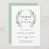 Olive Branch Wreath verändern das Datum Hochzeit Einladung (Vorne/Hinten)