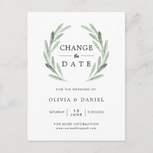 Olive Branch Wreath Wedding ändern das Datum Postkarte