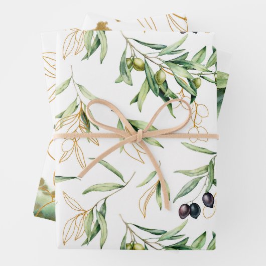 Olive Branches Assorted Wrapping Paper Geschenkpapier Set (Beispiel)
