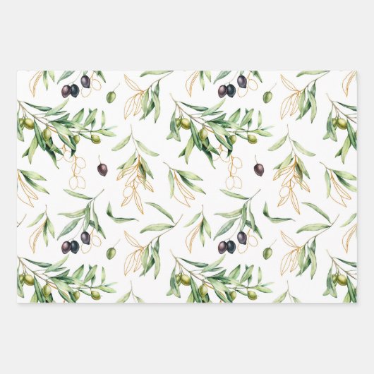 Olive Branches Assorted Wrapping Paper Geschenkpapier Set (Vorderseite)