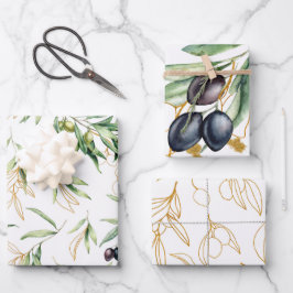 Olive Branches Assorted Wrapping Paper Geschenkpapier Set