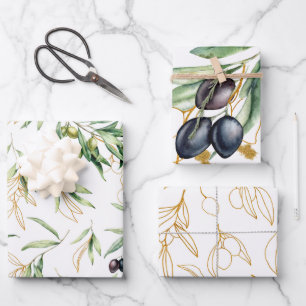 Olive Branches Assorted Wrapping Paper Geschenkpapier Set
