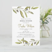 Olive Branches Brautparty Einladung (Stehend Vorderseite)