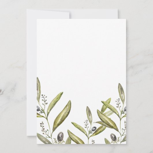 Olive Branches Brautparty Einladung (Rückseite)