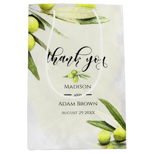 Olive Branches Hochzeitsfeiern Mittlere Geschenktüte (Vorderseite)