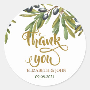 Olive Branches in Wasserfarben Runder Aufkleber