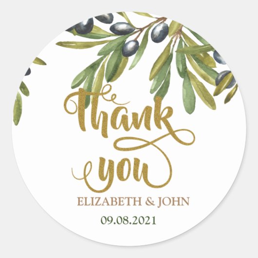 Olive Branches in Wasserfarben Runder Aufkleber (Vorderseite)