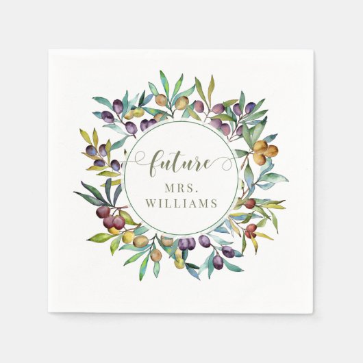 Olive Branches Italian Future Mrs Bridal Shower Serviette (Vorderseite)