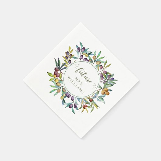 Olive Branches Italian Future Mrs Bridal Shower Serviette (Ecke)