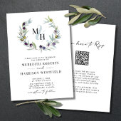 Olive Branches Monogram Wreath Wedding Einladung