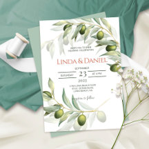 Olive Branches Watercolor Rustikale Hochzeit