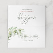 Olive Branches Watercolor Rustikale Hochzeit Platzkarte (Außenseite Aufgefaltet)