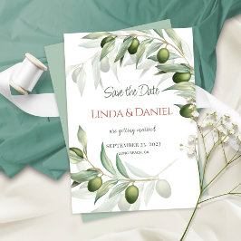 Olive Branches Watercolor Rustikale Hochzeit Save The Date