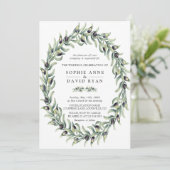 Olive Branches Wreath Wedding Einladung (Stehend Vorderseite)