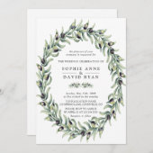 Olive Branches Wreath Wedding Einladung (Vorne/Hinten)
