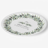 Olive Branches Wreath Wedding Pappteller (Schrägansicht)