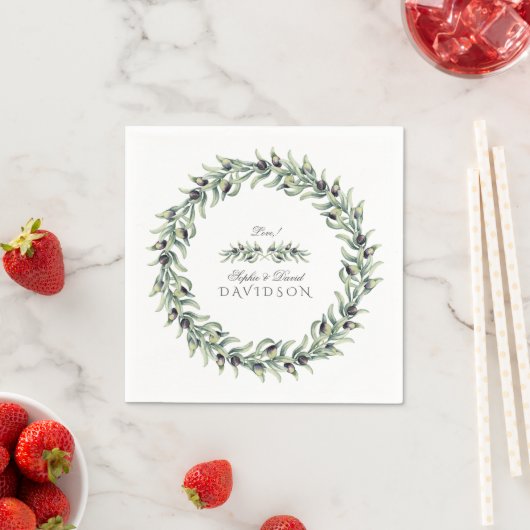 Olive Branches Wreath Wedding Serviette (Beispiel)