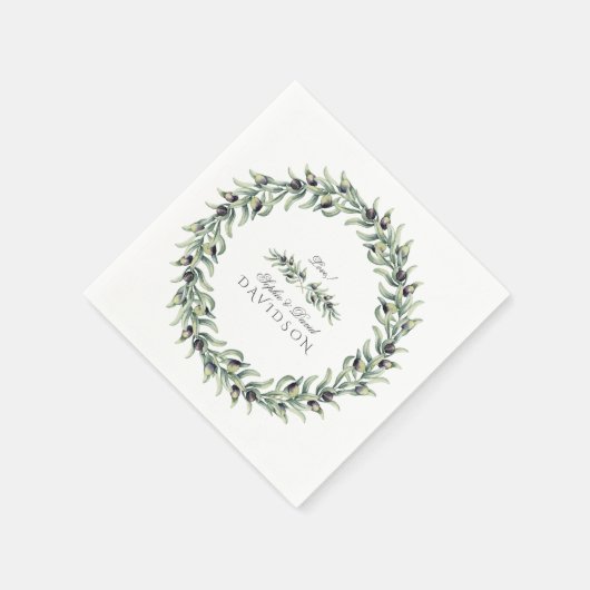 Olive Branches Wreath Wedding Serviette (Ecke)