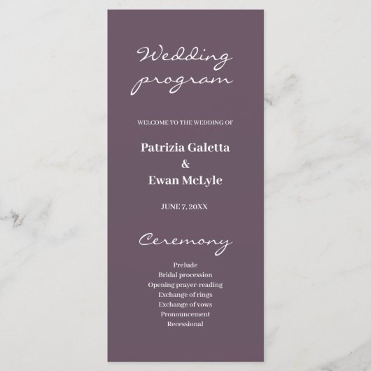 Olive Brown Wedding Flat Programm (Vorderseite)