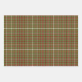 Olive Burgundy White Plaid Classic Geschenkpapier Set