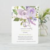 Olive | Chic Lavender Floral Wedding Bridal Brunch Einladung (Stehend Vorderseite)