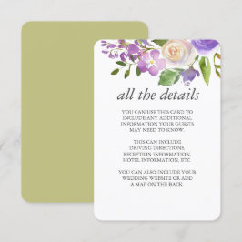 Olive | Chic Lavender Floral Wedding Guest Details Einladung