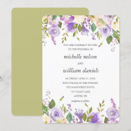 Olive | Chic Lavender Watercolor Floral Wedding Einladung