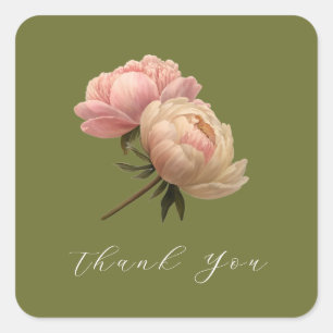 Olive   Chic Rose Wedding Vielen Dank Quadratischer Aufkleber