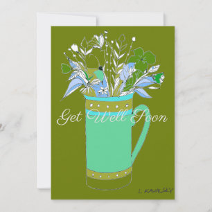 Olive Colorful Get Well Blume in a Tasse Card Feiertagskarte