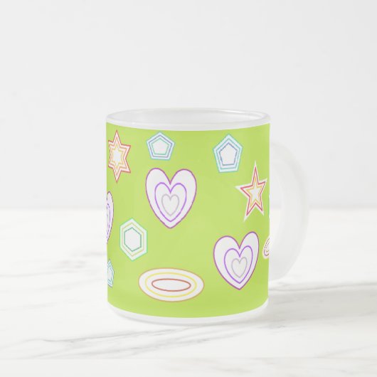 Olive colour Shapes mug Mattglastasse (VorderseiteRechts)