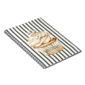 Olive Cream Stripes Snowflake Cupcake Christmas Notizblock (Rechte Seite)