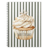 Olive Cream Stripes Snowflake Cupcake Christmas Notizblock (Vorderseite)