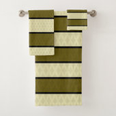 Olive Creme Diamant Streifen Badetuch Set (Insitu)