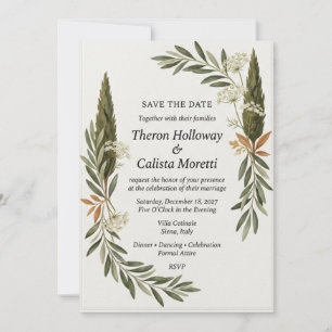 Olive & Cypress Botanische Elegante Save-the-Date- Einladung