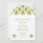 Olive Damask Hochzeitseinladung Einladung (Vorderseite)