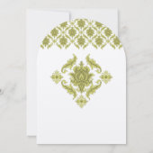 Olive Damask Hochzeitseinladung Einladung (Rückseite)