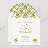 Olive Damask Hochzeitseinladung Einladung (Vorne/Hinten)