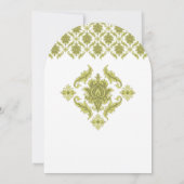 Olive Damask Hochzeitseinladung Einladung (Rückseite)