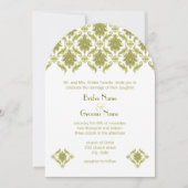 Olive Damask Hochzeitseinladung Einladung (Vorderseite)